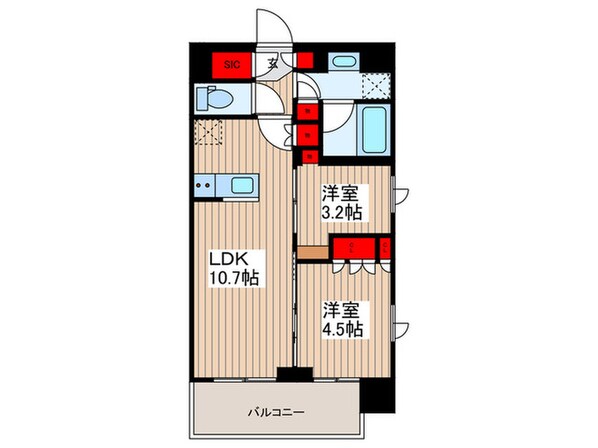 ルフォンプログレ押上EASTの物件間取画像